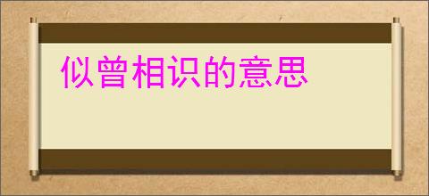 似曾相识的意思