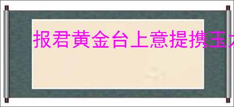 报君黄金台上意提携玉龙为君死